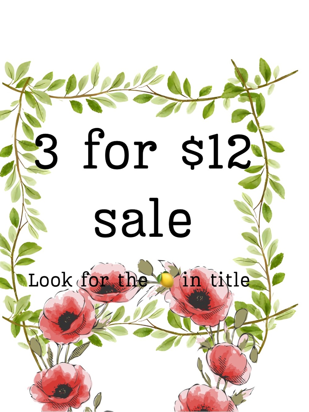3 for $12 sale